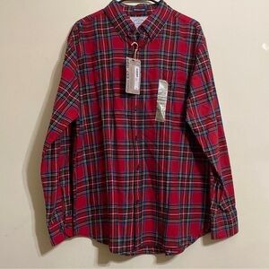 st. john’s bay red plaid men’s shirt